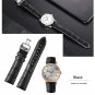 Calfskin Real Leather Watch Belts 22mm Black Straps with Silver Butterfly Buckle