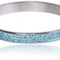 SilverLuxe Genuine Crystal Hinged Bangle Bracelet - Stainless Steel with Aqua Cr