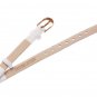 Uyoung 8mm Women's White Genuine Leather Rose Golden Clasp Thin Watch Band