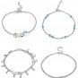 LOYALLOOK 8Pcs Charm Anklets Bracelets Foot Jewelry Sexy Chain Set Adjustable Fo