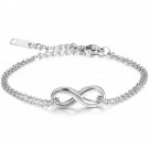 Cupimatch Girls Silver Stainless Steel Love Infinity Symbol Chain Link Bracelet