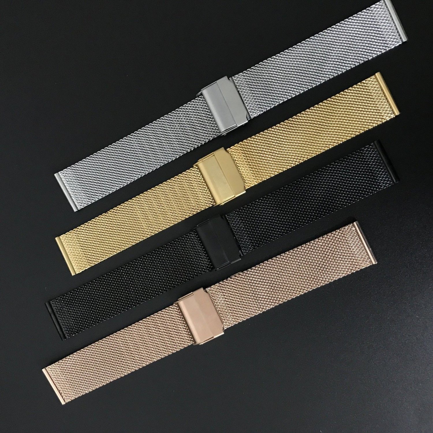 16mm Thin Mesh Milanese Watch Strap Silver Chain Belt Wristband for ...