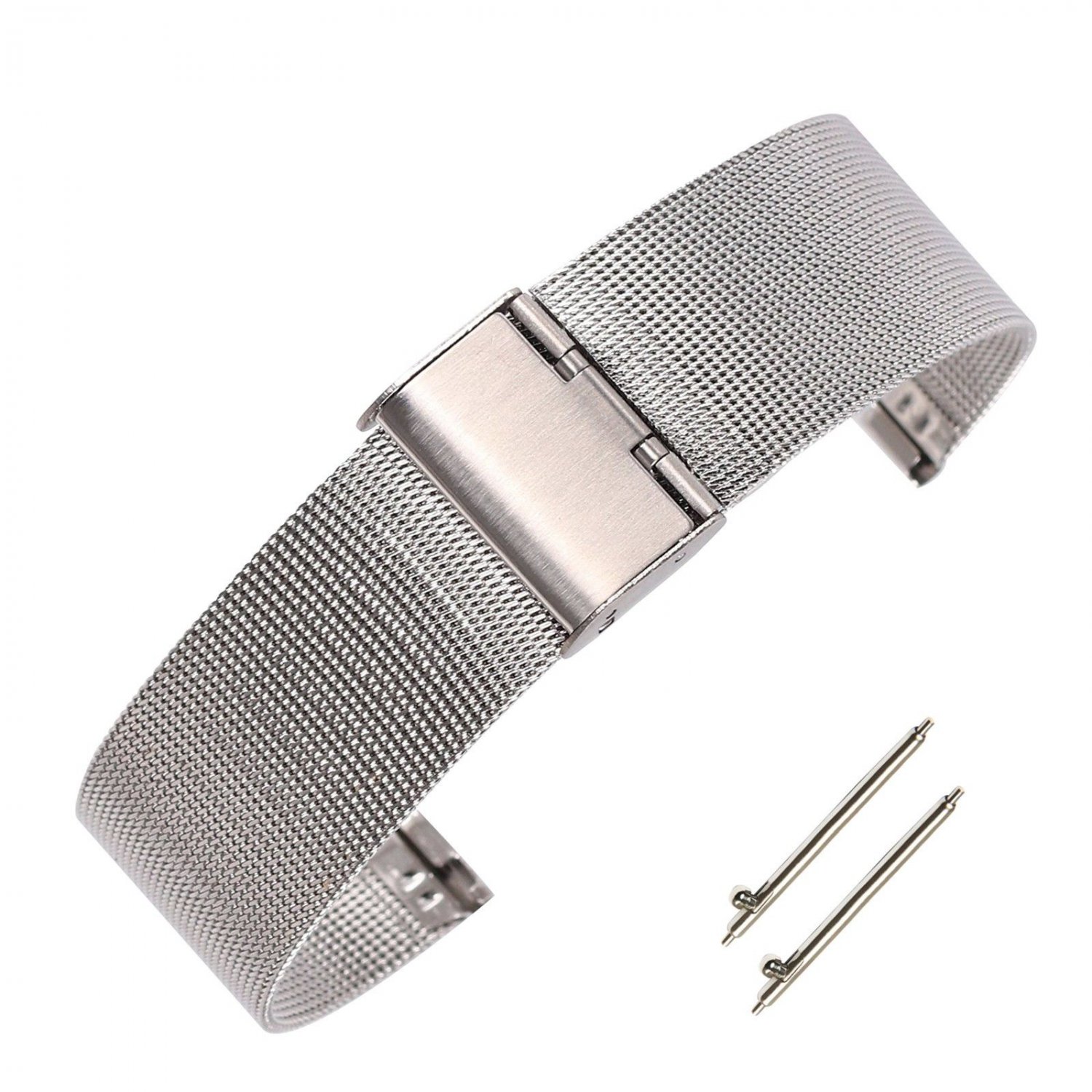 14mm Ladies’Cool Mesh Bracelet Watch Band in Silver Solid Stainless