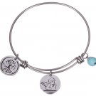 Silver Plated Stainless Steel Expandable Charm Bracelet Bangle - Guardian Angel