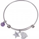 Silver Plated Stainless Steel Expandable Charm Bracelet Bangle - With A Little H