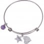 Silver Plated Stainless Steel Expandable Charm Bracelet Bangle - With A Little H