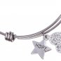 Silver Plated Stainless Steel Expandable Charm Bracelet Bangle - With A Little H