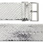 Moog Paris Silver Calf Leather Band Replacement, Snake Skin Pattern, Pin Clasp,