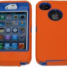Orange and Blue iPhone 4 4s Hybrid Body Armor Hard Protective Case Cover, Three-