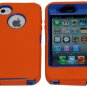 Orange and Blue iPhone 4 4s Hybrid Body Armor Hard Protective Case Cover, Three-