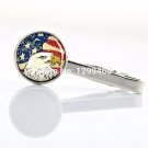 Vintage Antique USA flag patriot Tie Clip Silver American flag tie bars Wedding