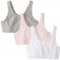 Fruit of the Loom Big Girls' Cotton Built-Up Sport 3 Pack, Grey Heather/Bittersw