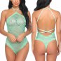 Oheetu Women One Piece Lingerie Sexy Teddy Halter Lace Bodysuit Green Medium