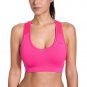 LAS LAI Women's Wire Free Non Padded Mesh Racerback Sports Bra Top Hot Pink L