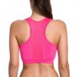 LAS LAI Women's Wire Free Non Padded Mesh Racerback Sports Bra Top Hot Pink L