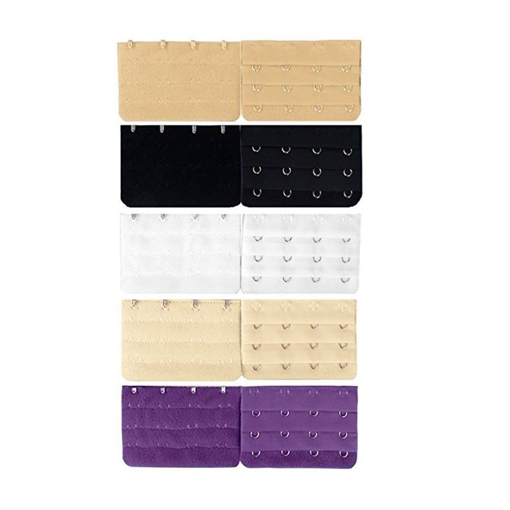 CAIKO 10 Pieces Bra Extender 4 Hooks 3 Rows Bra Back Strap Extender (style3)