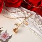 Rose Pendant Necklace 18k Gold Plated Valentines day Jewelry Gift Fast Free ship