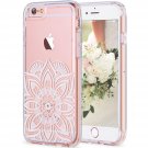 For iPhone 6 Plus Case  White Henna Mandala Floral Case, Transparent Plastic