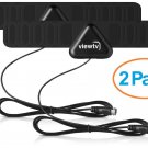 2 Pack Thin Mini Flat Indoor Antenna HD High Def TV Fox Scout HDTV DTV TVScout