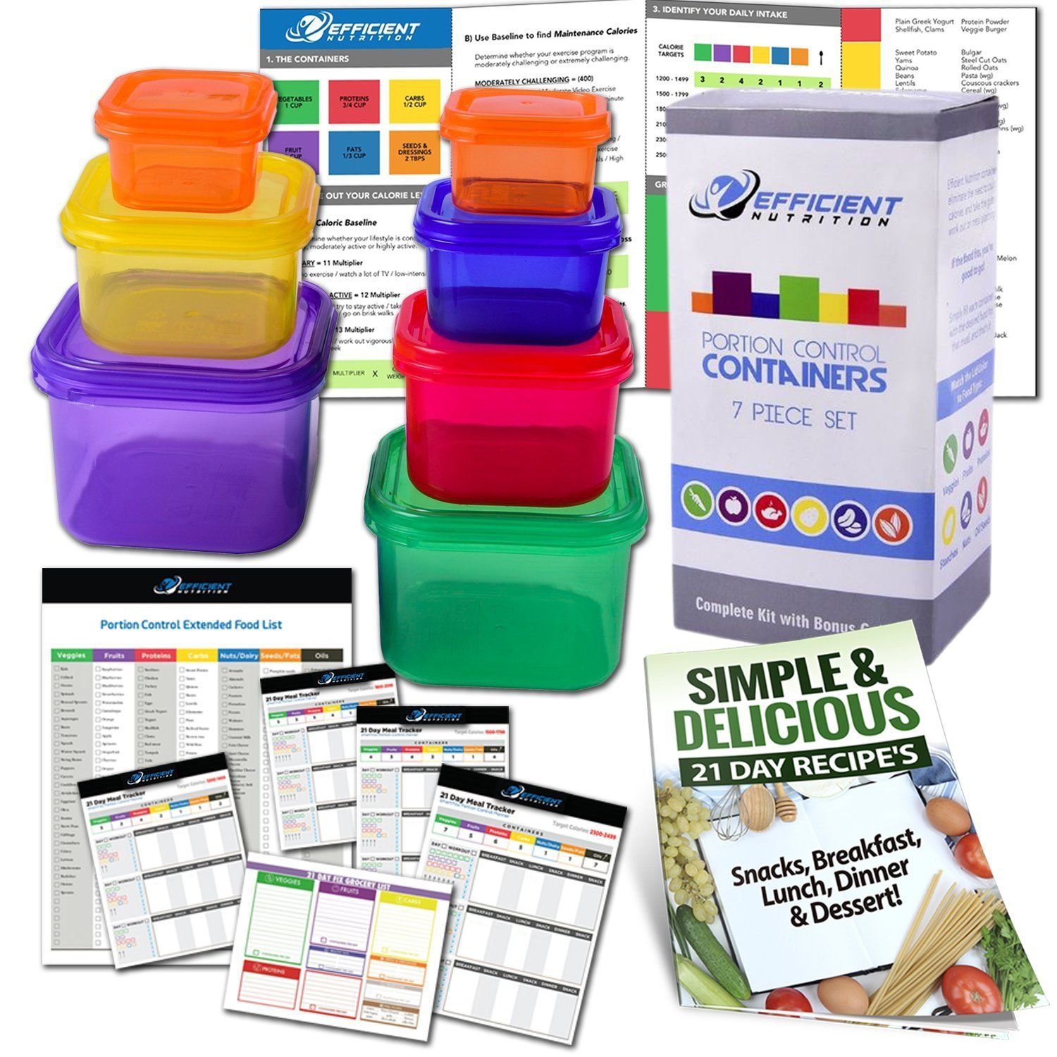 21 Day Diet Portion Control Container Kit for Diet Weight Loss and Nutrition