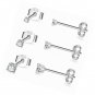 Sterling Silver Stud Earrings 3 Pairs Tiny Round CZ Cubic Zirconia Pearl Set