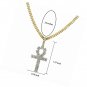 14K Gold Plated CZ Lab Cross Egyptian Pendant 24" Stainless Steel Necklace