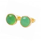 9MM Gold Plated Round Multi-kind Stone Stud Earrings for Women