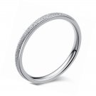 2mm Stainless Steel Sand Blast Finish Silver Band Engagement White Gold Ring