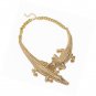 Gold Silver Statement Collar Necklace for Women,Flower Shaped Stainless Steel