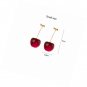 Gold Plated Long Red Resin Cherry Drop Pierced EARRINGS