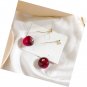 Gold Plated Long Red Resin Cherry Drop Pierced EARRINGS