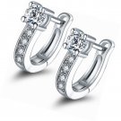 18K White Gold Plated Cubic Zirconia Crystal Huggie-Hoop Earrings
