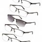 5-Pack Metal Half-Frame Reading Glasses Stainless Steel Sun Readers +1.50