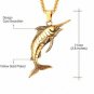 U7 Cool Swordfish Pendant 18K Gold Plated Punk Antique Necklace Men
