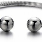 COOLSTEELANDBEYOND Elastic Adjustable Mens Stainless Steel Twisted Cable Bangle