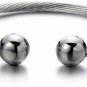 COOLSTEELANDBEYOND Elastic Adjustable Mens Stainless Steel Twisted Cable Bangle