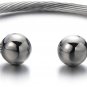 COOLSTEELANDBEYOND Elastic Adjustable Mens Stainless Steel Twisted Cable Bangle