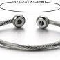 COOLSTEELANDBEYOND Elastic Adjustable Mens Stainless Steel Twisted Cable Bangle