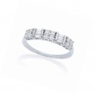 Sterling Silver Alternating Round Cut Cubic Zirconia Anniversary Band Ring