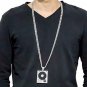Classic Pave Cubic Zirconia Silver plated DJ Phonograph Big Men Pendant Necklace