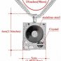 Classic Pave Cubic Zirconia Silver plated DJ Phonograph Big Men Pendant Necklace