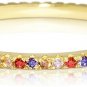 14k Gold Eternity Ring Thin Band Multicolor Cubic Zirconia CZ Promise Rings (6)