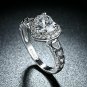 18K Platinum Heart Ring Cubic Zirconia CZ Eternity Solitaire Halo Wedding Band