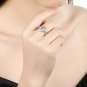 18K Platinum Heart Ring Cubic Zirconia CZ Eternity Solitaire Halo Wedding Band