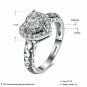 18K Platinum Heart Ring Cubic Zirconia CZ Eternity Solitaire Halo Wedding Band