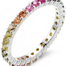 NYC Sterling Women's 2MM Sterling Silver Rainbow Round Cubic Zirconia Eternity