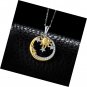 Sun Gold Moon Star Cubic Zirconia Pendant Necklace 925 Sterling Silver 18In Chan