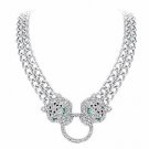 Rhinestone Leopard Head Hoop Earrings Animal bracelet necklace 18K Gold/Silver