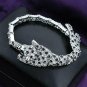 Rhinestone Leopard Head Hoop Earrings Animal bracelet necklace 18K Gold/Silver