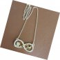 Crystal Infinity Puppy Paw Print Little Dog Paw Print Pendant Gold Tone Necklace